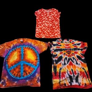 LOT OF 3 TIE DYE TYE DIE SHIRTS L,L,M